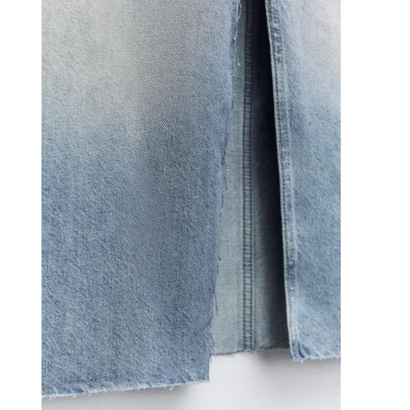 Zara Long Denim Slit Skirt size XS blue - Picture 13 of 15